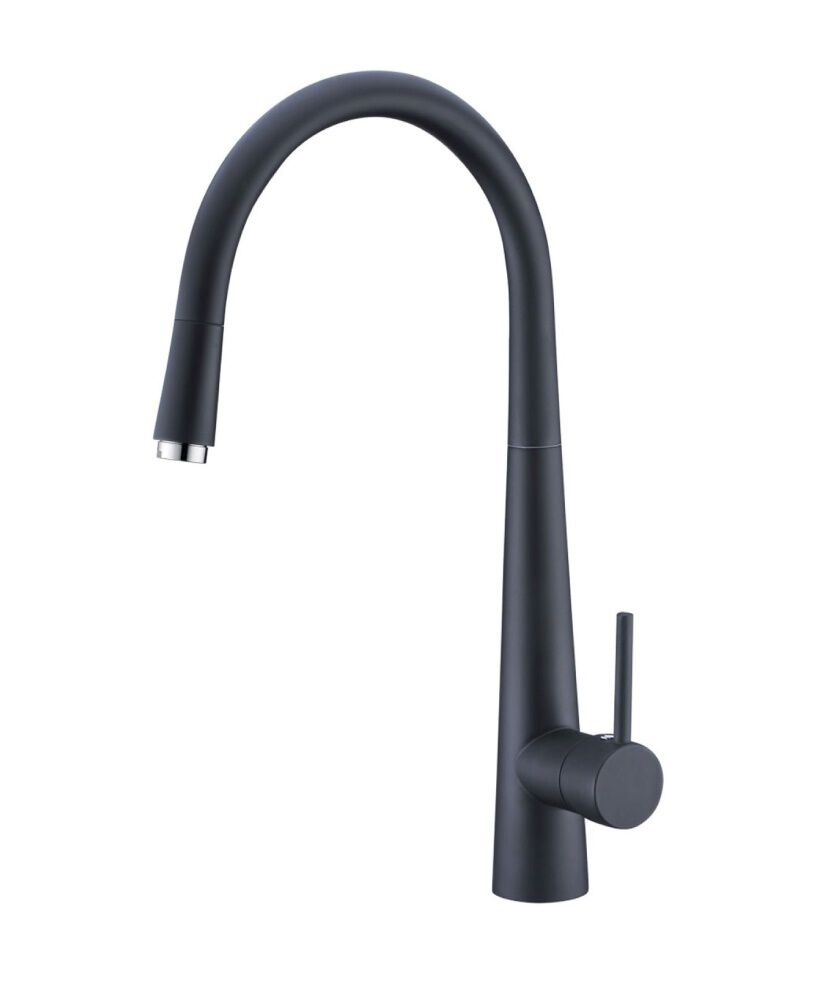 Llave monomando retr&aacute;ctil para cocina l&iacute;nea P&iacute;vot&reg; en negro mate,,hi-res image number null