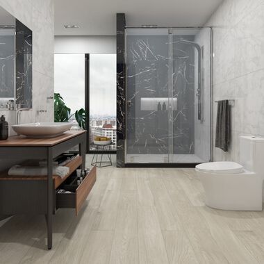 Ba&ntilde;o Aura Rectificado Beige con Gris