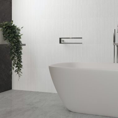 Ba&ntilde;o Marble Slab Blanco, Gris y Negro
