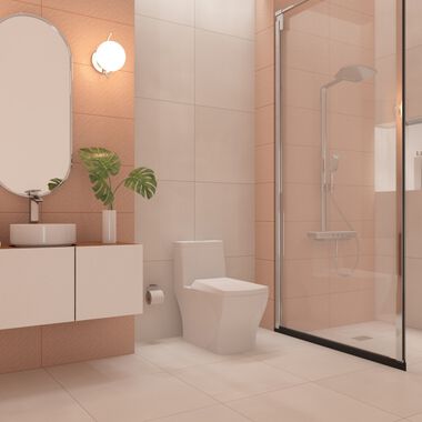 Ba&ntilde;o Kirigami Beige con Rosa