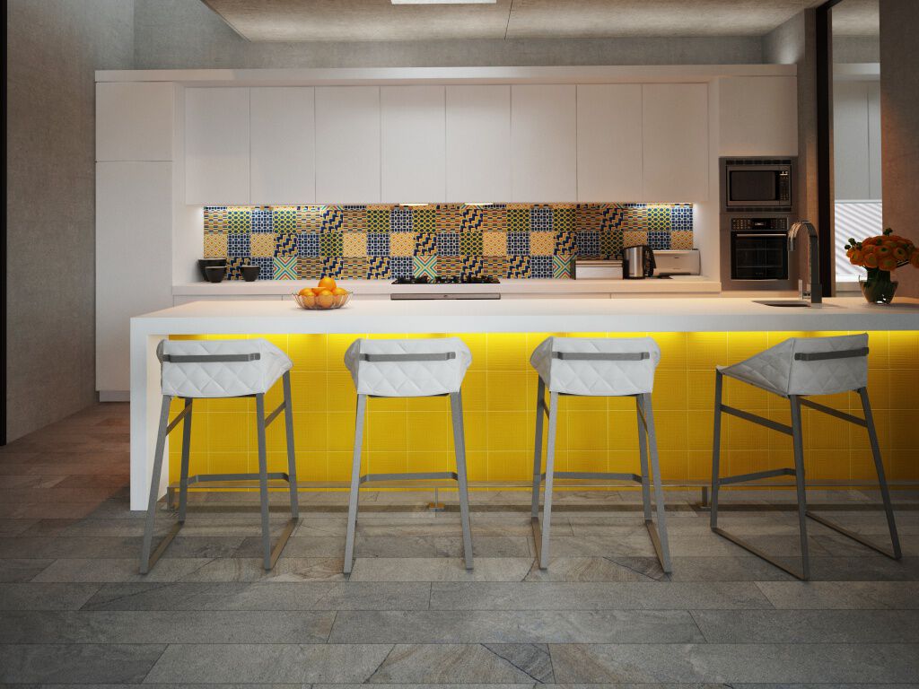 Cocina Dots Amarillo, Gris y Multicolor,,hi-res