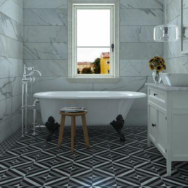 Ba&ntilde;o Cementine Blanco con Gris