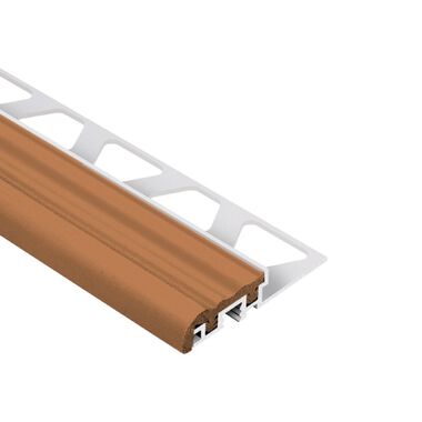 Perfil de aluminio con aplicaci&oacute;n de caucho para escalera TREP-S 10mm nut brown