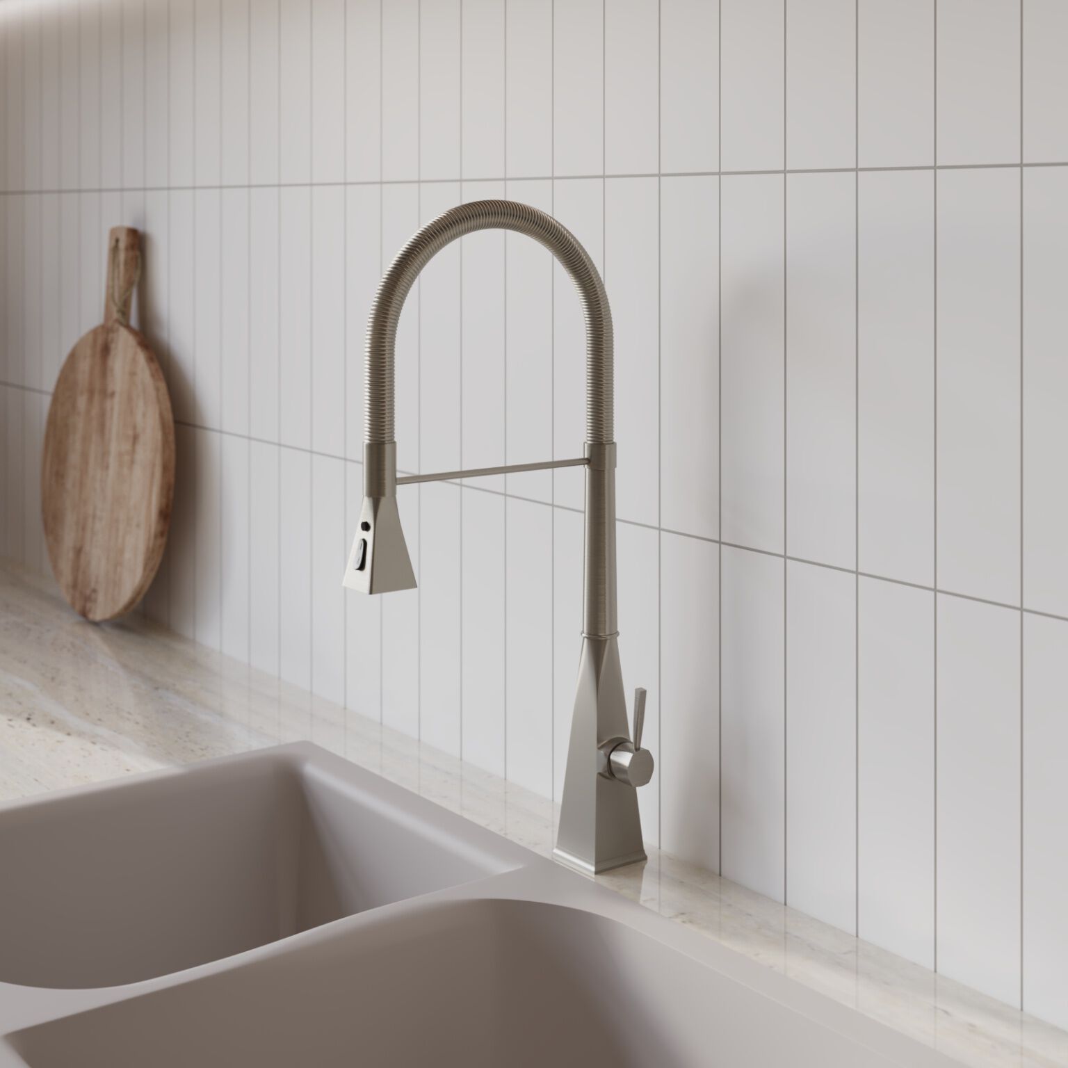 Llave monomando para cocina l&iacute;nea Essen Square&reg; en niquel cepillado,,hi-res image number null