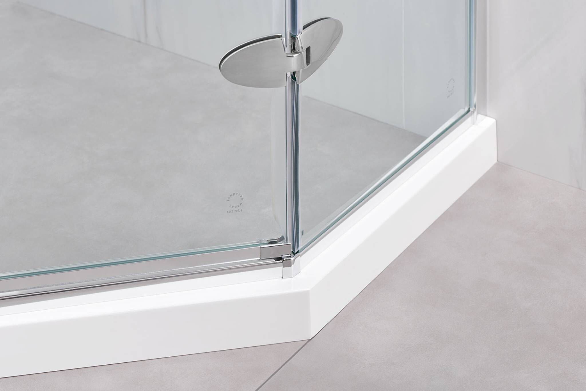 Cancel esquinado de vidrio templado 90x90 cm para regadera l&iacute;nea Lisboa en acero inoxidable,,hi-res image number null