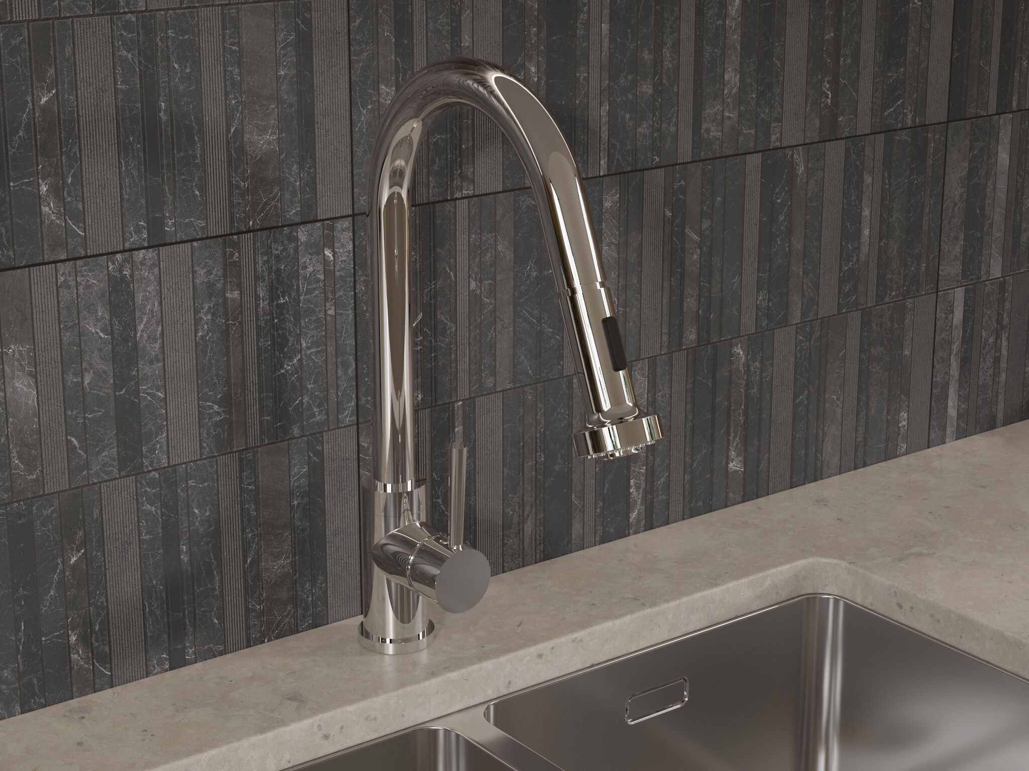 Llave monomando retr&aacute;ctil para cocina l&iacute;nea Novo en cromo pulido,,hi-res image number null