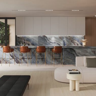 Cocina Lux Marble Azul, Beige y Caf&eacute;