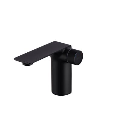 Llave Monomando Baja Para Lavabo L&iacute;nea Weismar En Negro Mate