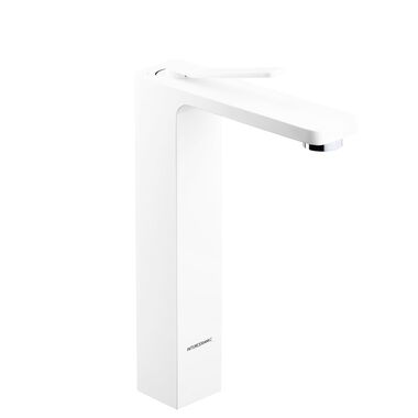 Llave siena monomando alta para lavabo blanco