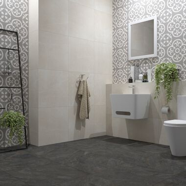 Ba&ntilde;o Aston Blanco con Gris