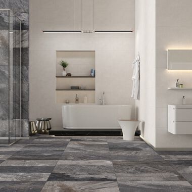 Ba&ntilde;o Emboss Blanco con Gris