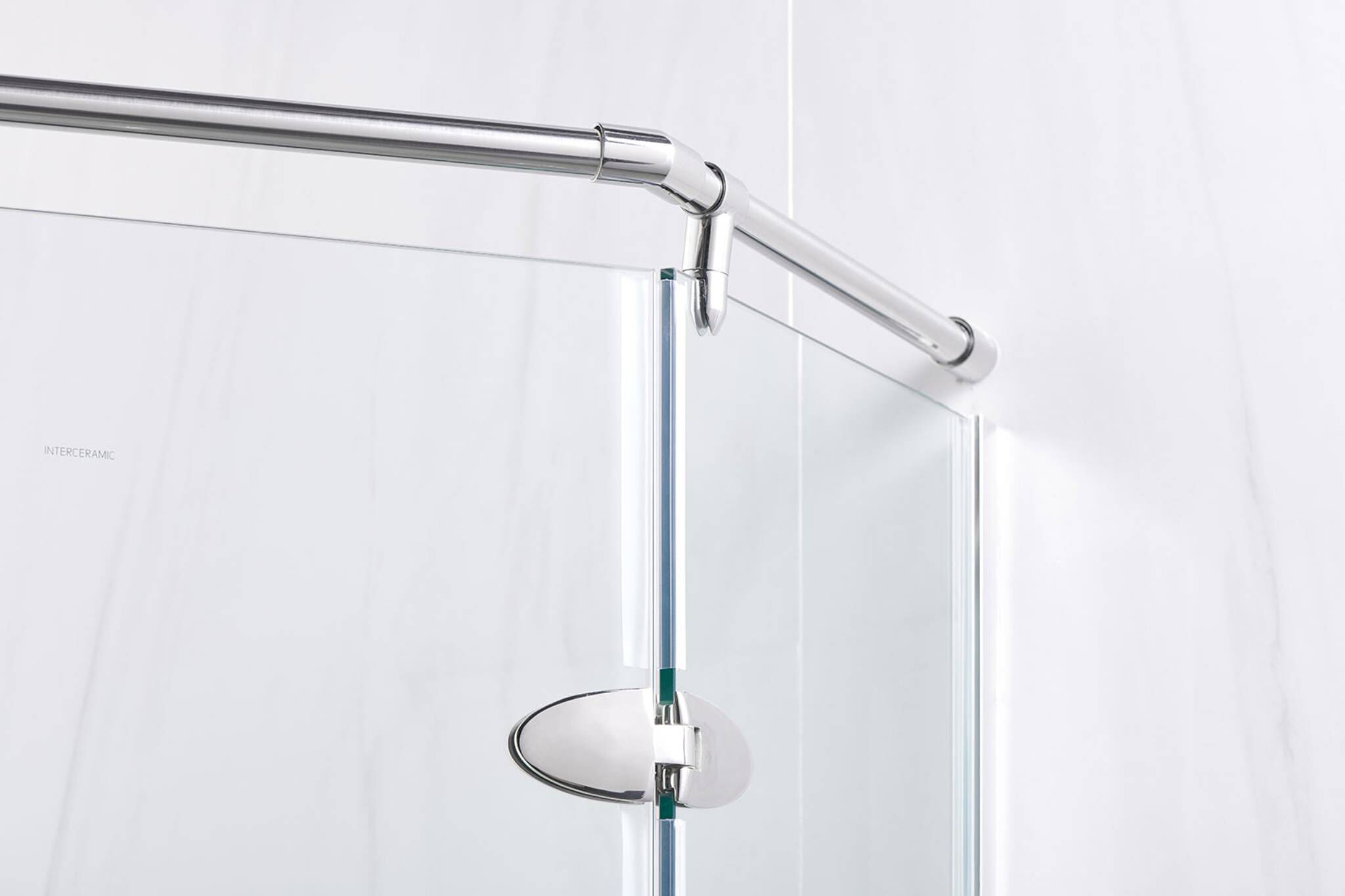 Cancel esquinado de vidrio templado 90x90 cm para regadera l&iacute;nea Lisboa en acero inoxidable,,hi-res image number null