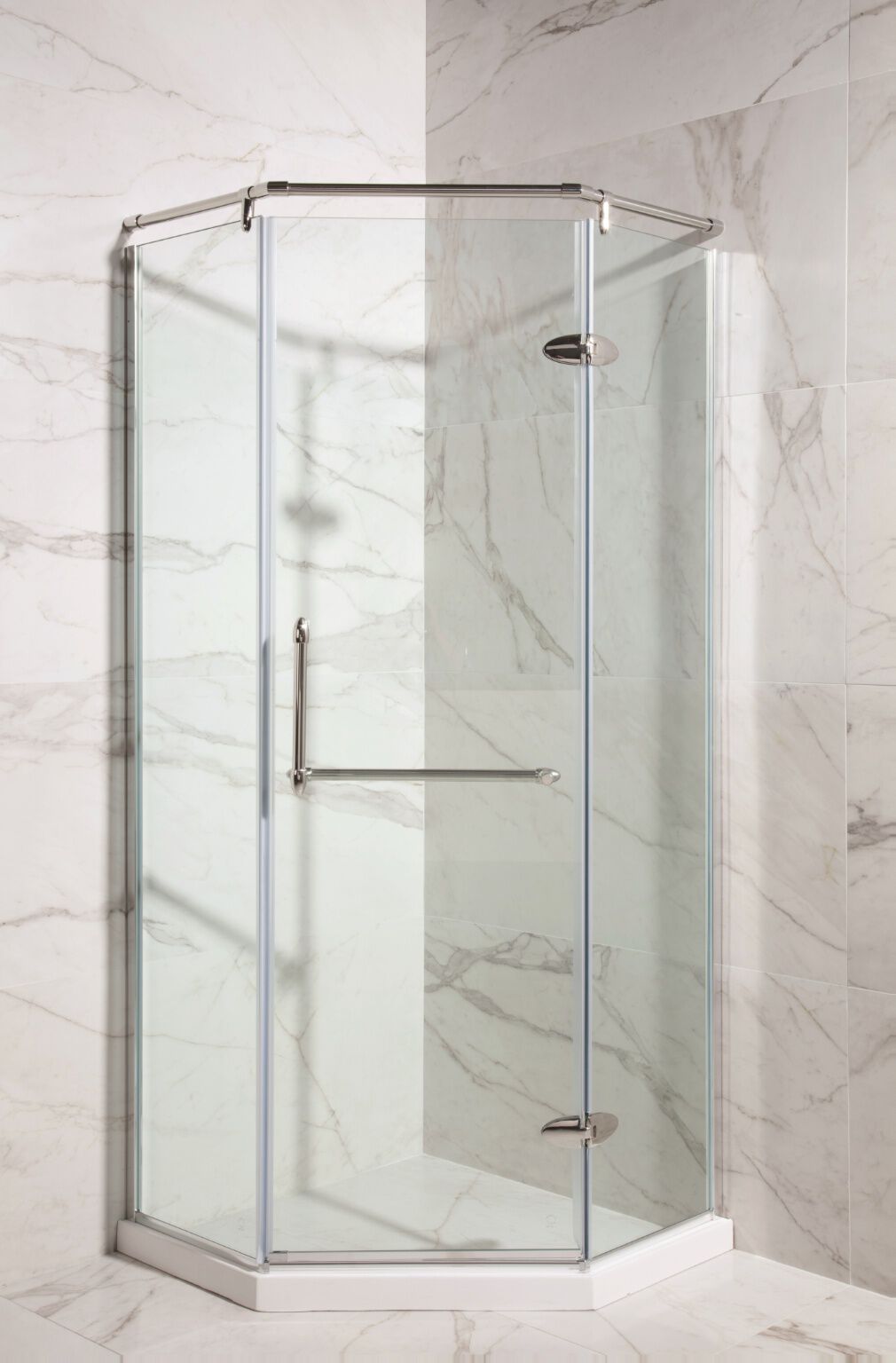 Cancel esquinado de vidrio templado 90x90 cm para regadera l&iacute;nea Lisboa en acero inoxidable,,hi-res image number null