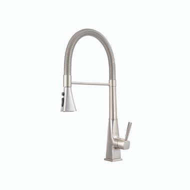 Llave monomando para cocina l&iacute;nea Essen Square&reg; en niquel cepillado