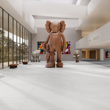 Uso Comercial Arkistone Blanco con Gris