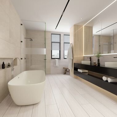 Ba&ntilde;o Sendai Beige con Blanco