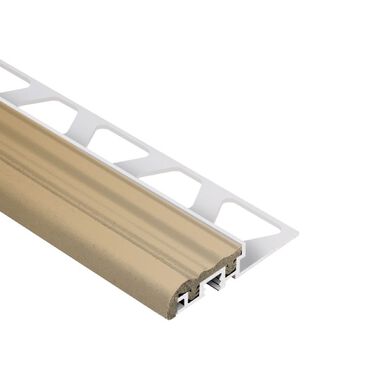 Perfil de aluminio con aplicaci&oacute;n de caucho para escalera TREP-S 10mm light beige