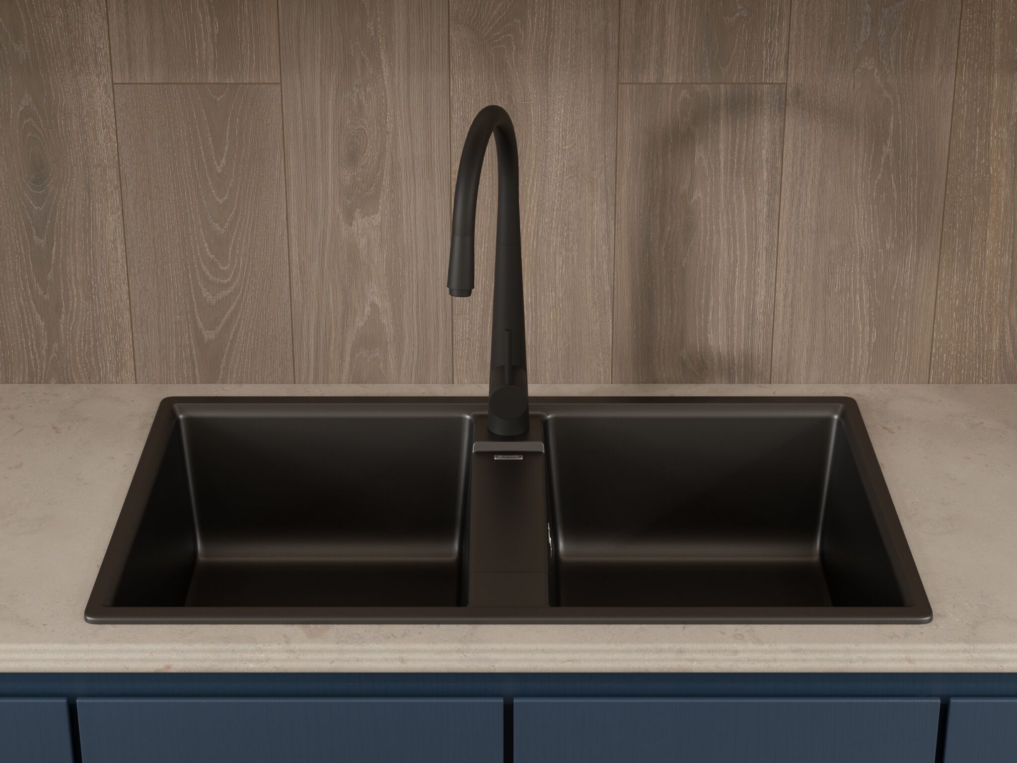 Llave monomando retr&aacute;ctil para cocina l&iacute;nea P&iacute;vot&reg; en negro mate,,hi-res image number null