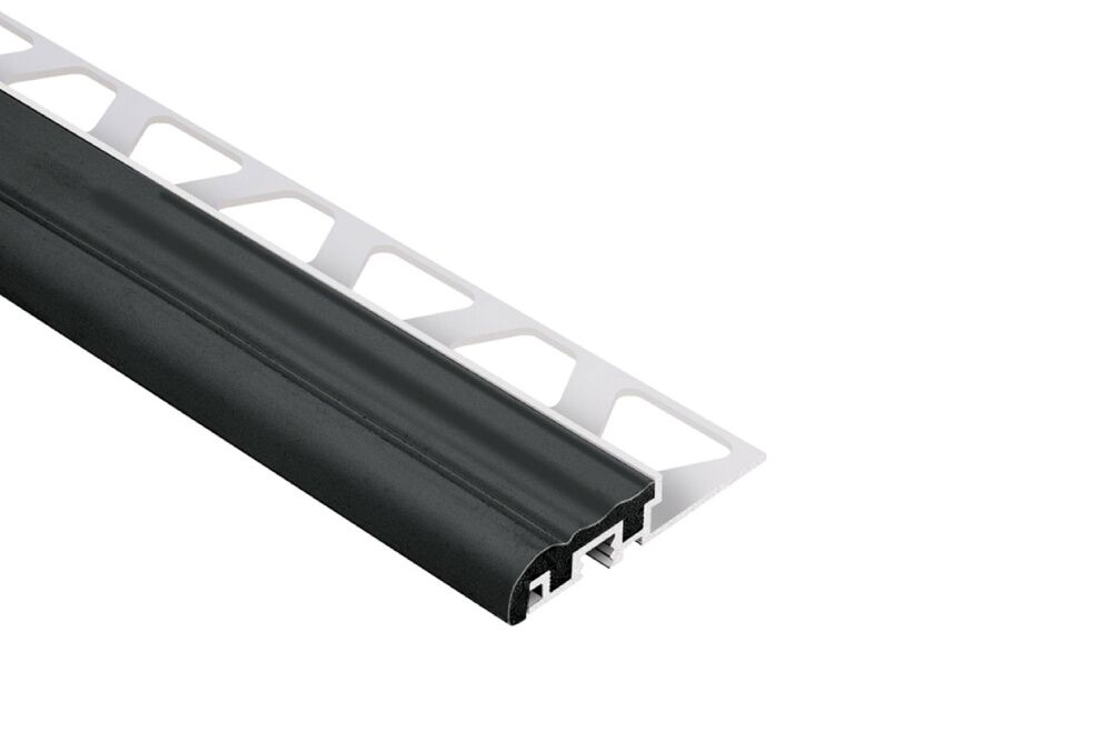 Perfil de aluminio con aplicaci&oacute;n de caucho para escalera TREP-S 10mm black,,hi-res image number null