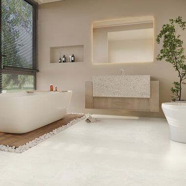 Ba&ntilde;o Altamura Beige con Blanco