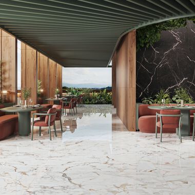 Uso Comercial Lux Marble Blanco, Caf&eacute; y Negro