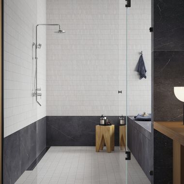 Ba&ntilde;o Endless Mosaics Gris con Negro