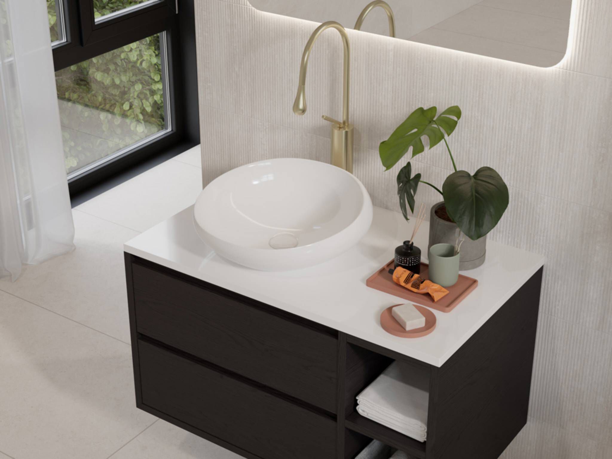 Llave Monomando Alta Para Lavabo L&iacute;nea Meissen Pro En Dorado Satinado,,hi-res image number null