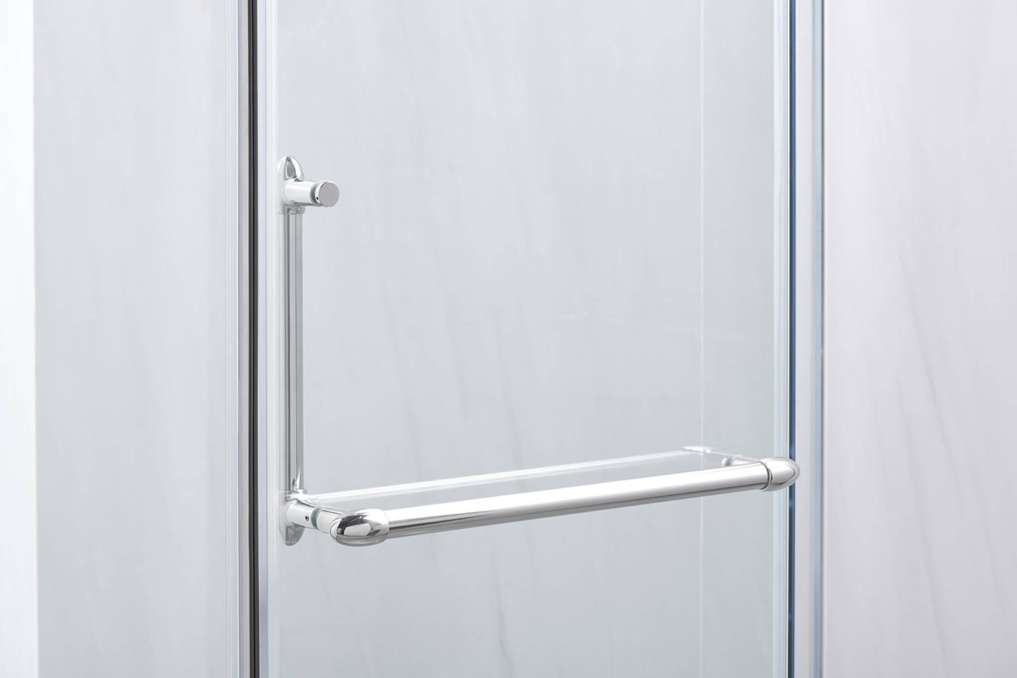 Cancel esquinado de vidrio templado 90x90 cm para regadera l&iacute;nea Lisboa en acero inoxidable,,hi-res image number null