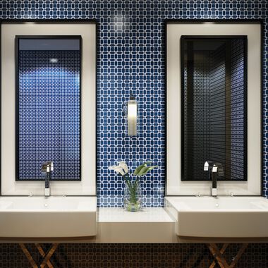 Ba&ntilde;o Dots Azul con Blanco