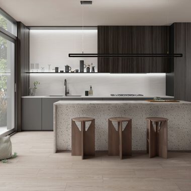 Cocina Bliss Rectificado Beige con Blanco