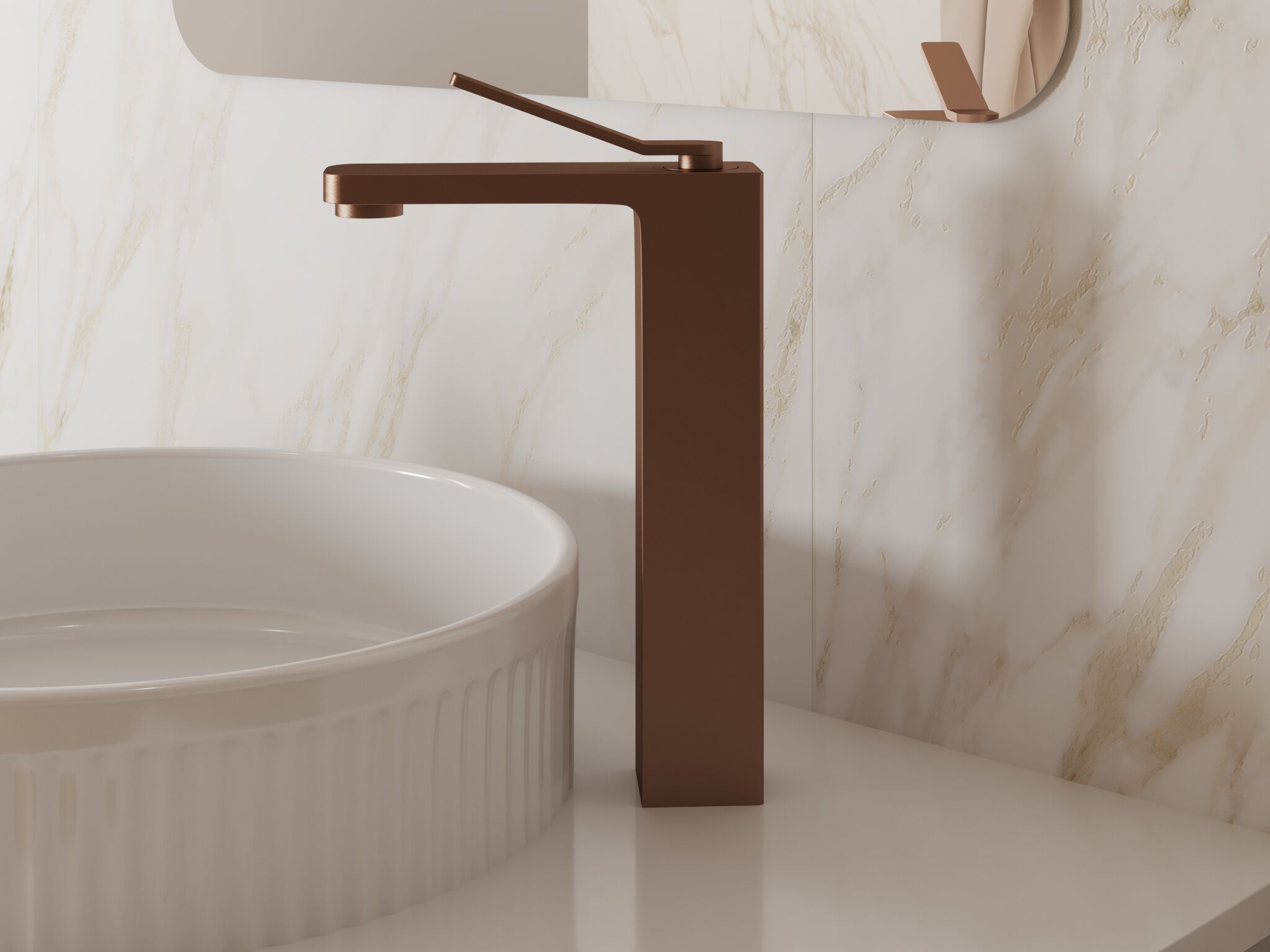 Llave siena monomando alta para lavabo bronce,,hi-res