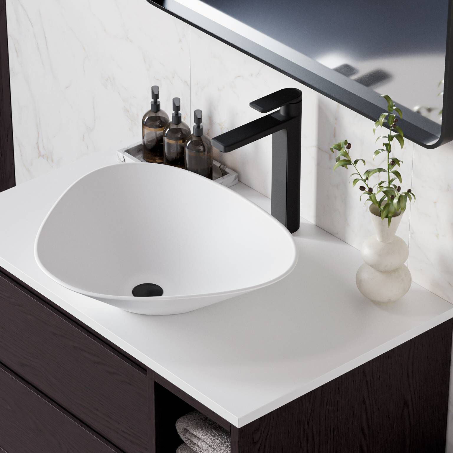 Lavabo De Sobrecubierta L&iacute;nea Venecia&reg; En Blanco Mate,,hi-res image number null