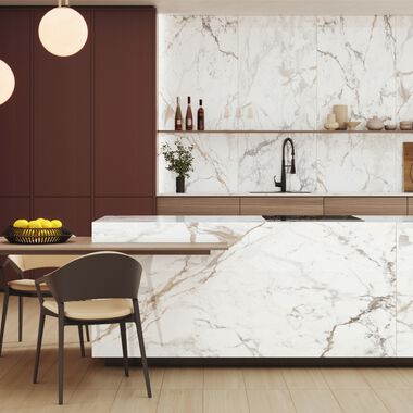 Cocina Lux Marble Beige con Blanco