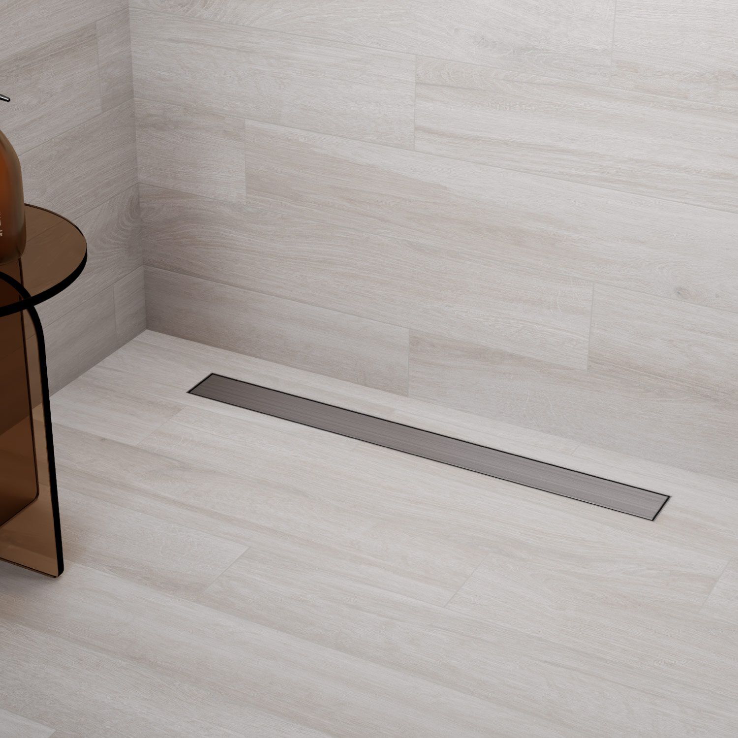 Coladera universal rectangular de acero inoxidable 8x80cm niquel cepillado,,hi-res image number null