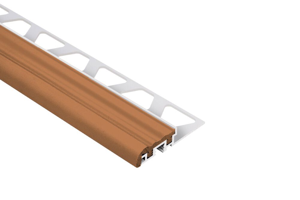 Perfil de aluminio con aplicación de caucho para escalera TREP-S 10mm nut brown,,hi-res image number null