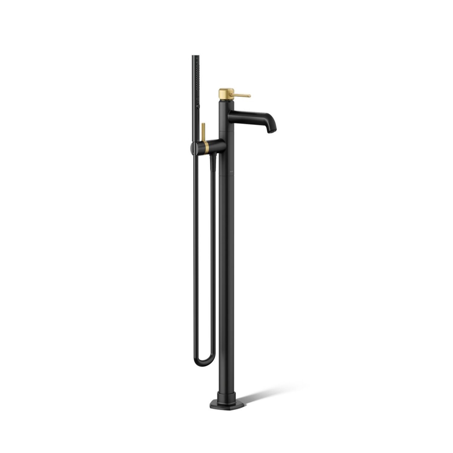 Llave Para Tina Con Ducha De Mano Occasion En Negro Mate Con Dorado,,hi-res image number null