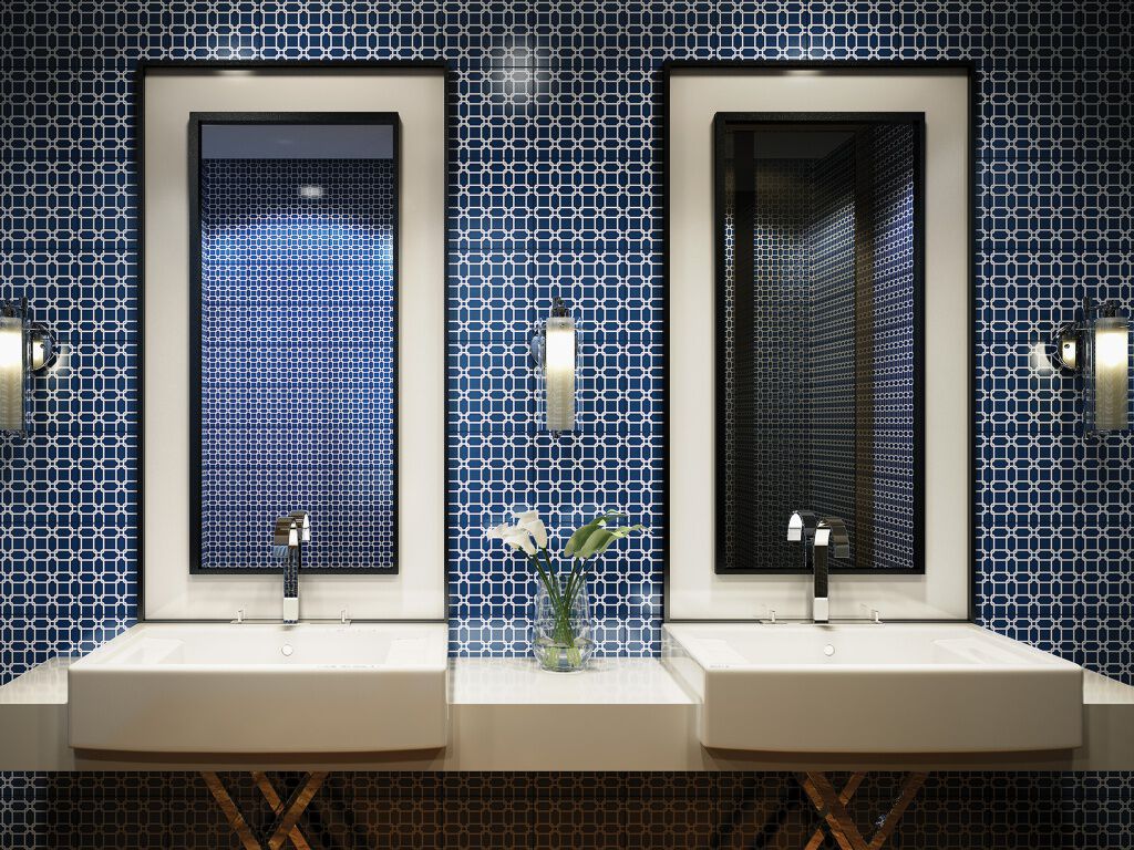 Ba&ntilde;o Dots Azul con Blanco,,hi-res