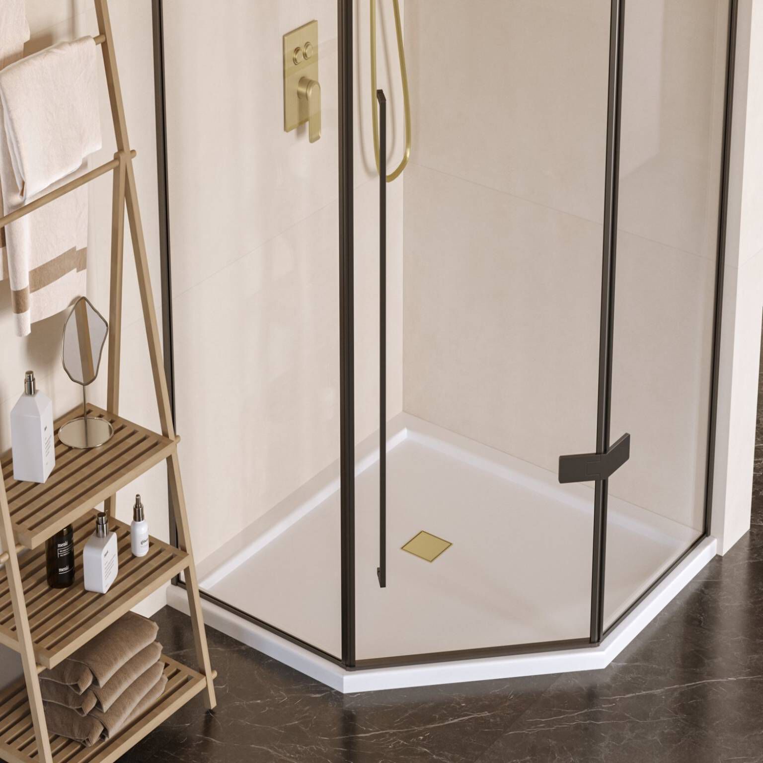 Coladera universal cuadrada para inserto cerámico 10 x 10 cm dorado satinado,,hi-res image number null