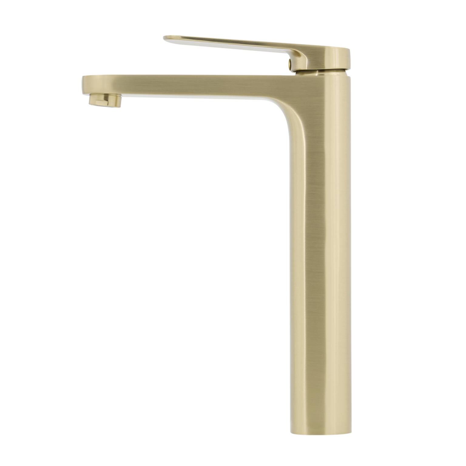 Llave monomando alta para lavabo línea Praga en dorado satinado,,hi-res image number null