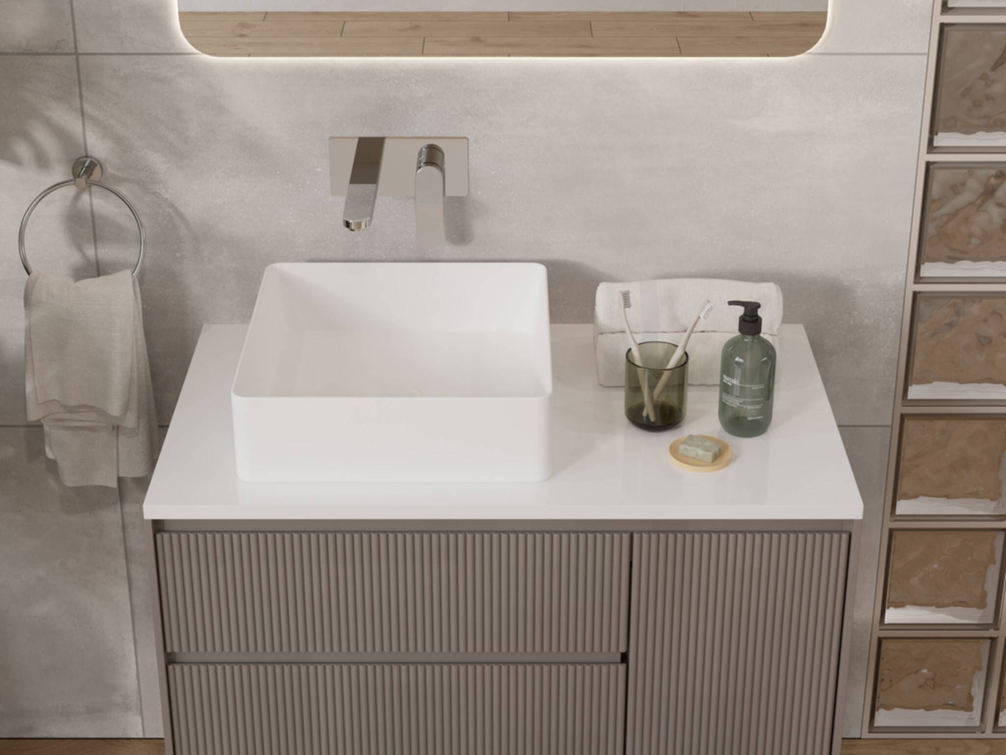 Lavabo de sobrecubierta línea Burdeos® en blanco mate,,hi-res image number null