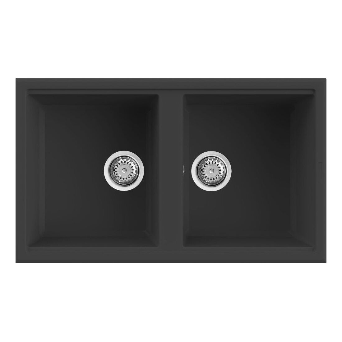 Tarja de dos tinas sobrecubierta línea Square 450 en negro,,hi-res image number null
