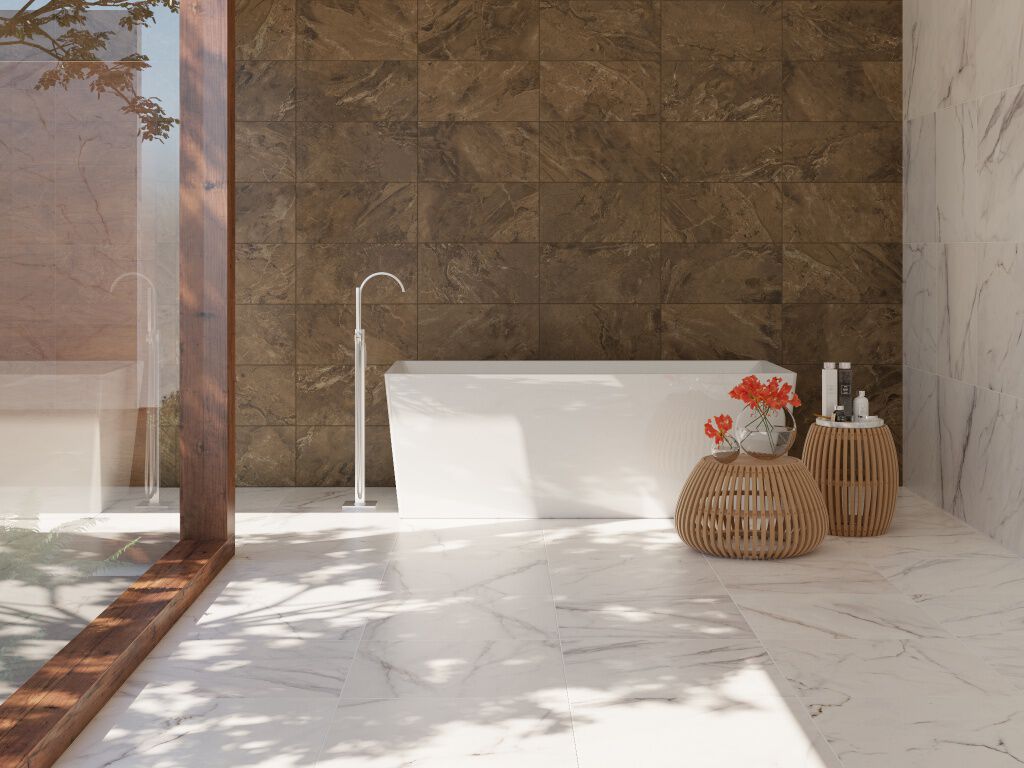 Baño Marble Collection Blanco con Café,,hi-res