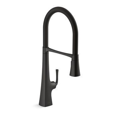 Llave monomando retráctil de cocina línea Graze en negro mate