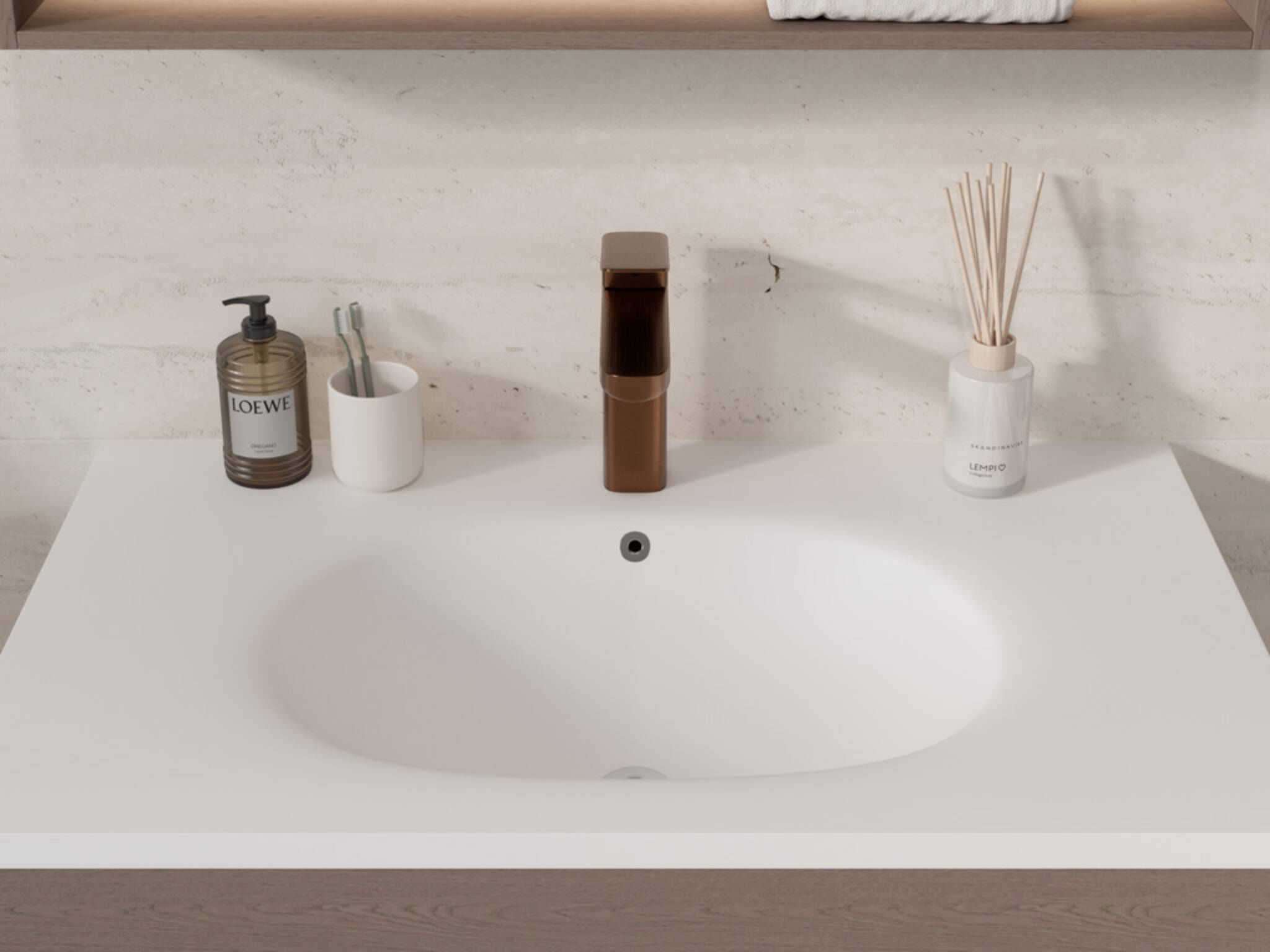 Llave monomando baja para lavabo línea Duna en bronce,,hi-res image number null