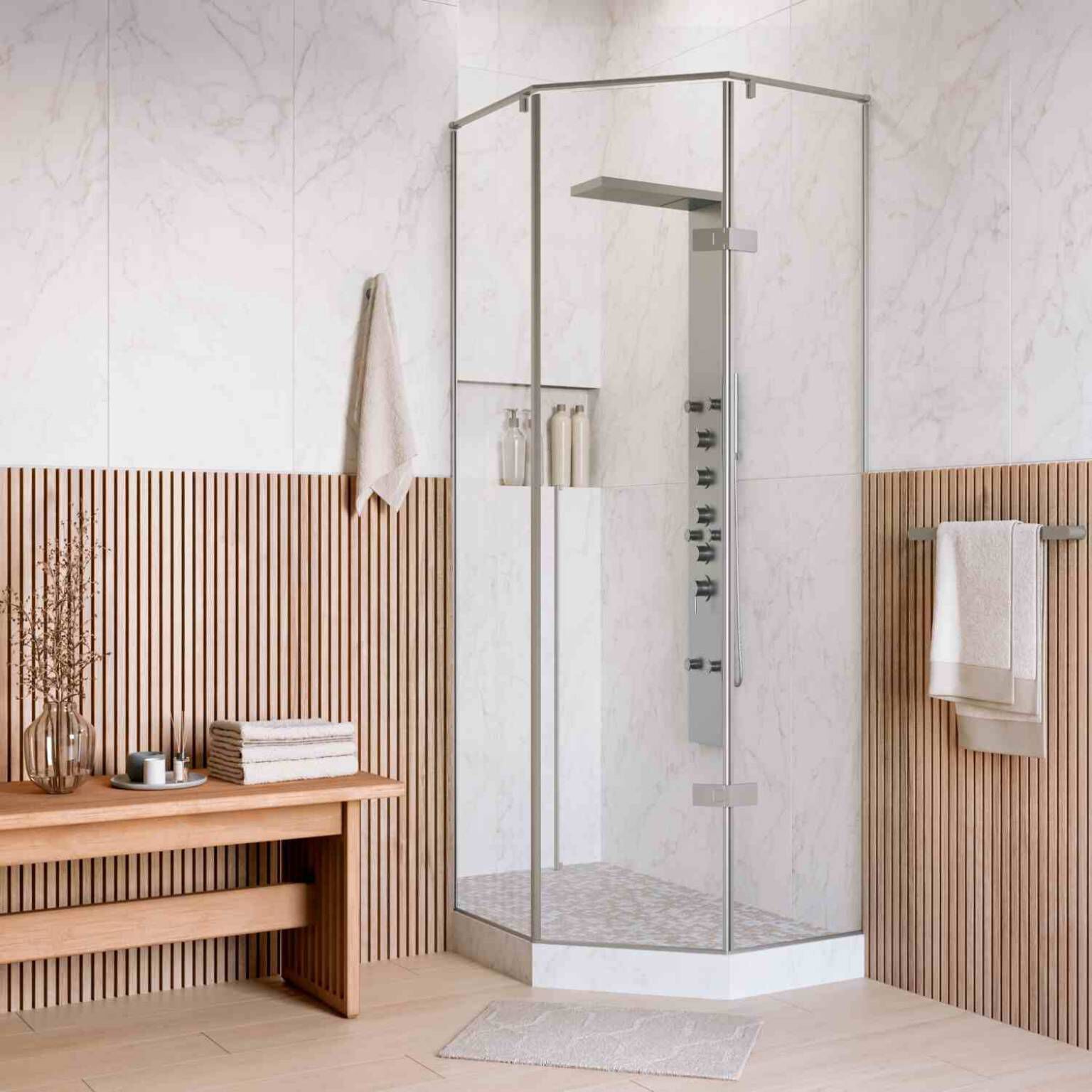 Torre regadera niza pro de instalación en muro niquel cepillado,,hi-res image number null