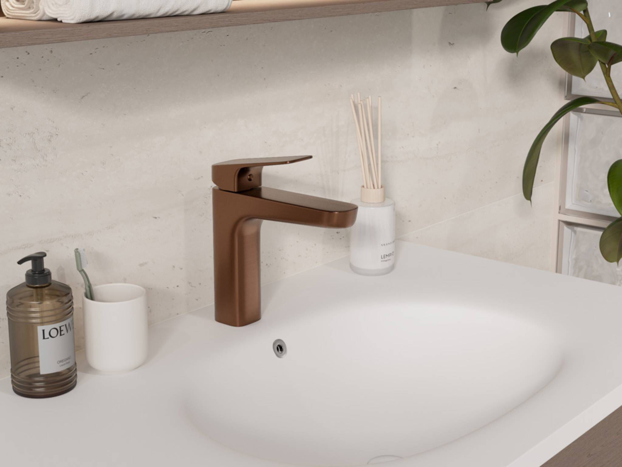 Llave monomando baja para lavabo línea Duna en bronce,,hi-res image number null