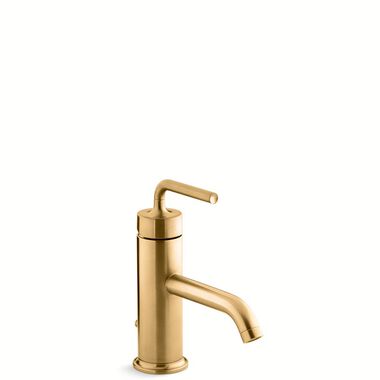 Llave monomando baja para lavabo línea Purist en dorado cepillado