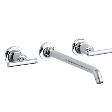 Llave de muro duomando para lavabo línea Purist en cromo pulido